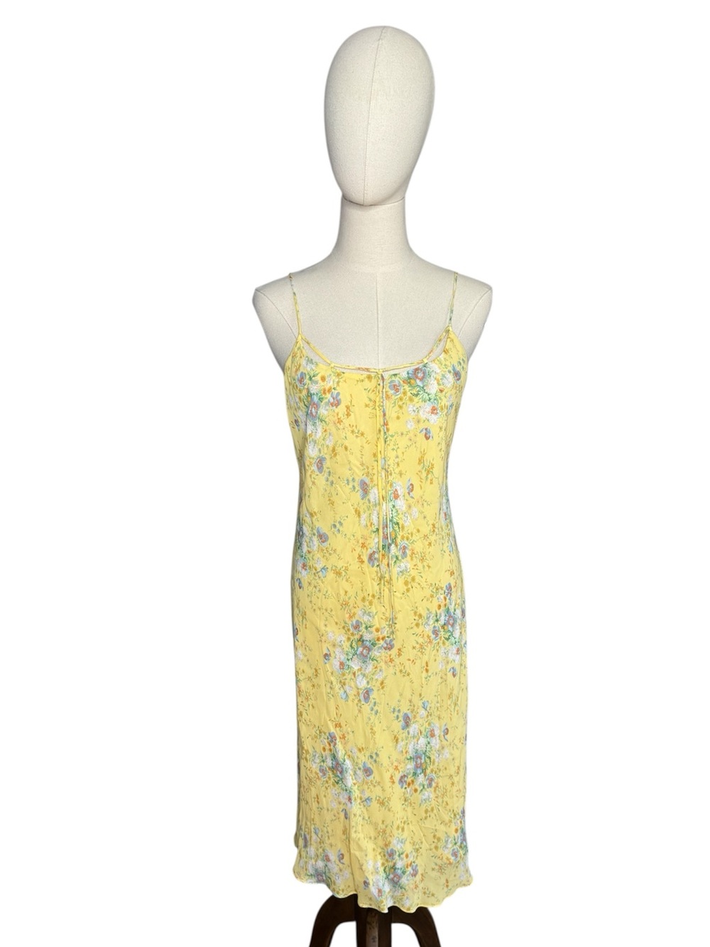 Y2K RALPH LAUREN Yellow Floral Midi Dress.